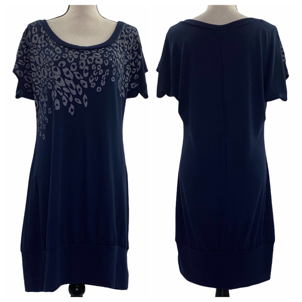 DELIRIOUS Leopard Navy Blue T-Shirt Mini Dress 1X